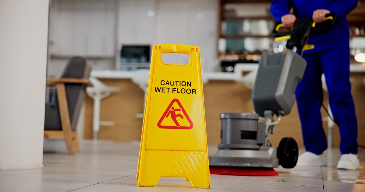 Hygiene supplies and equipment being used in a commercial space