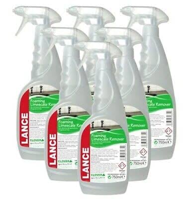 Six bottles of Lance limescale remover spray cleaner with trigger nozzles