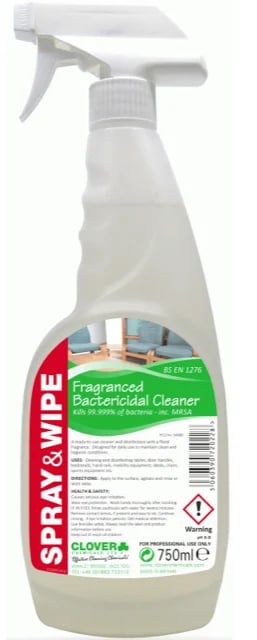 SPRAY & WIPE bactericidal cleaner spray bottle with trigger dispenser, 750ml, by Clover